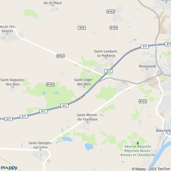 La carte pour la ville de Saint-Jean-de-Linières, 49070 Saint-Léger-de-Linières