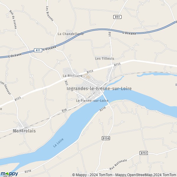 La carte pour la ville de Ingrandes-le-Fresne-sur-Loire 49123