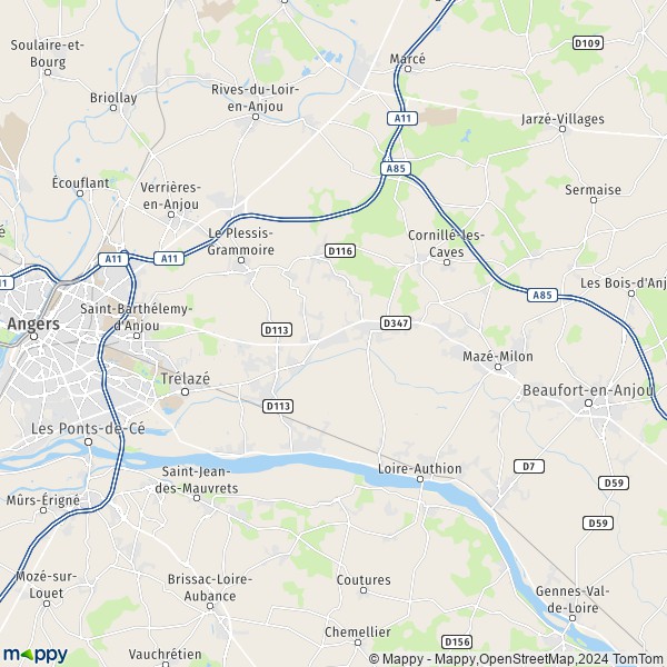 La carte pour la ville de Loire-Authion 49140-49800