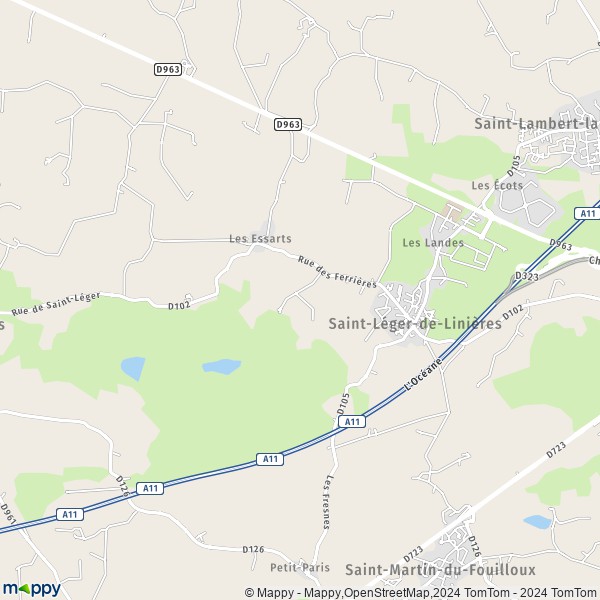 La carte pour la ville de Saint-Léger-des-Bois, 49170 Saint-Léger-de-Linières
