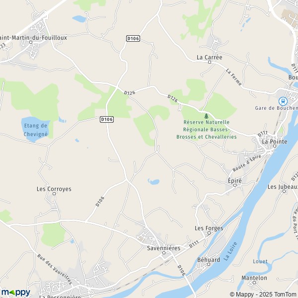 La carte pour la ville de Savennières 49170