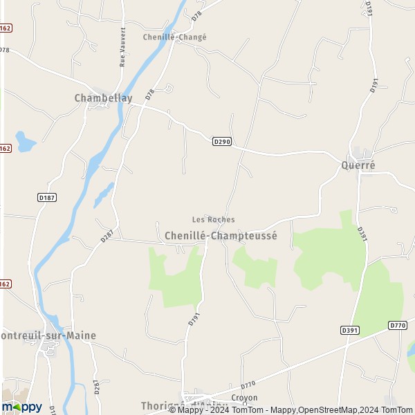 La carte pour la ville de Champteussé-sur-Baconne, 49220 Chenillé-Champteussé