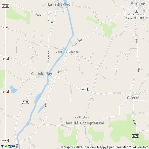 La carte pour la ville de Chenillé-Changé, 49220 Chenillé-Champteussé