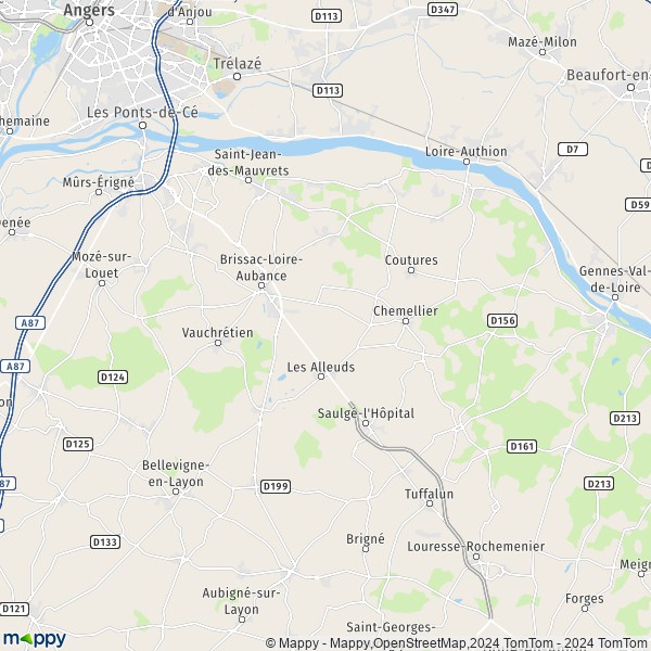 La carte pour la ville de Brissac-Loire-Aubance 49250-49320