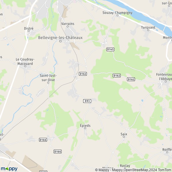 La carte pour la ville de Bellevigne-les-Châteaux 49260-49400