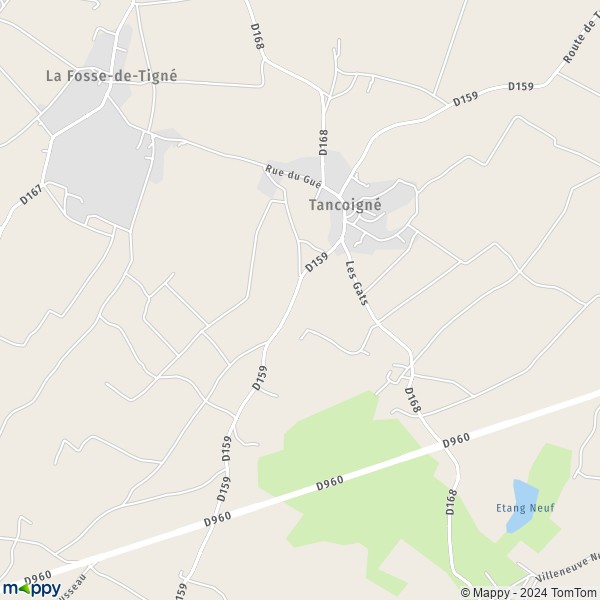 La carte pour la ville de Tancoigné, 49310 Lys-Haut-Layon