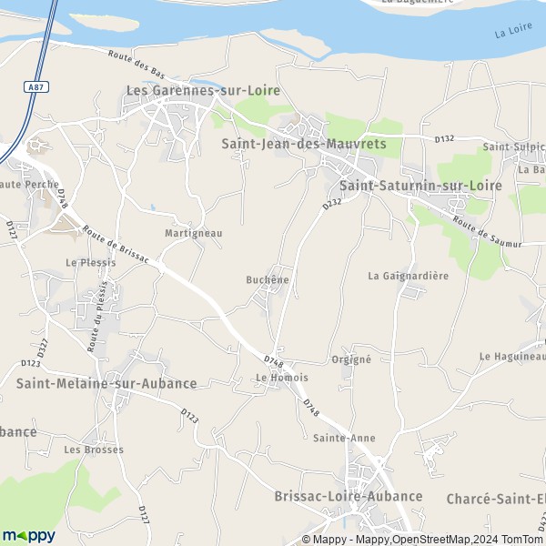 La carte pour la ville de Saint-Jean-des-Mauvrets, 49320 Les Garennes-sur-Loire