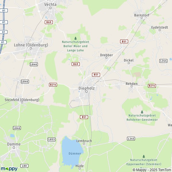 La carte pour la ville de 49356-49401 Diepholz