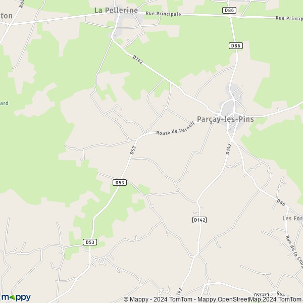 La carte pour la ville de Parçay-les-Pins, 49390 Noyant-Villages