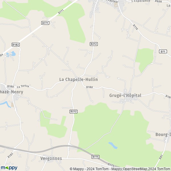 La carte pour la ville de La Chapelle-Hullin, 49420 Ombrée-d'Anjou