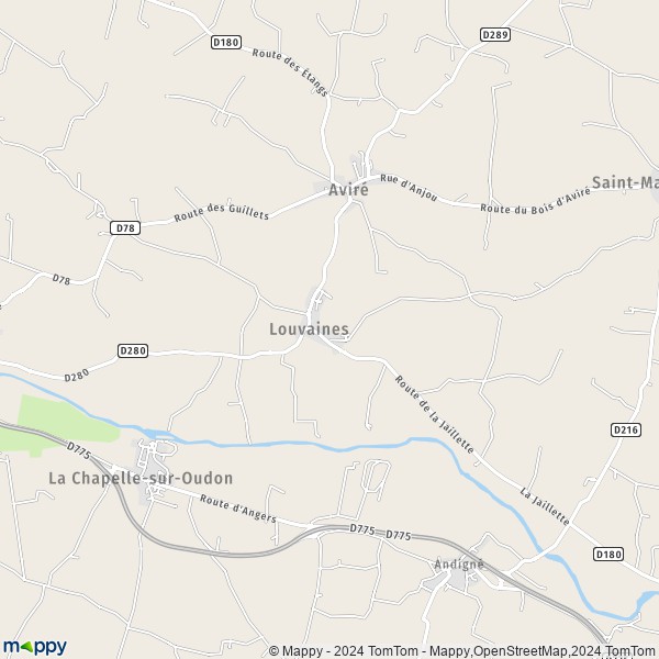 La carte pour la ville de Louvaines, 49500 Segré-en-Anjou-Bleu