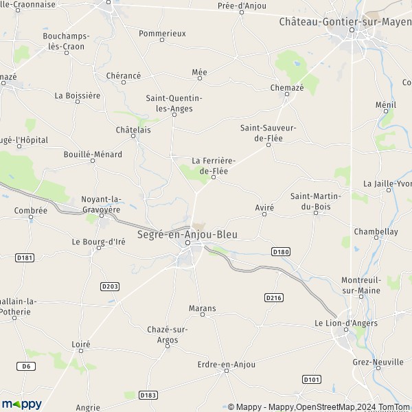 La carte pour la ville de Noyant-la-Gravoyère, 49520 Segré-en-Anjou-Bleu