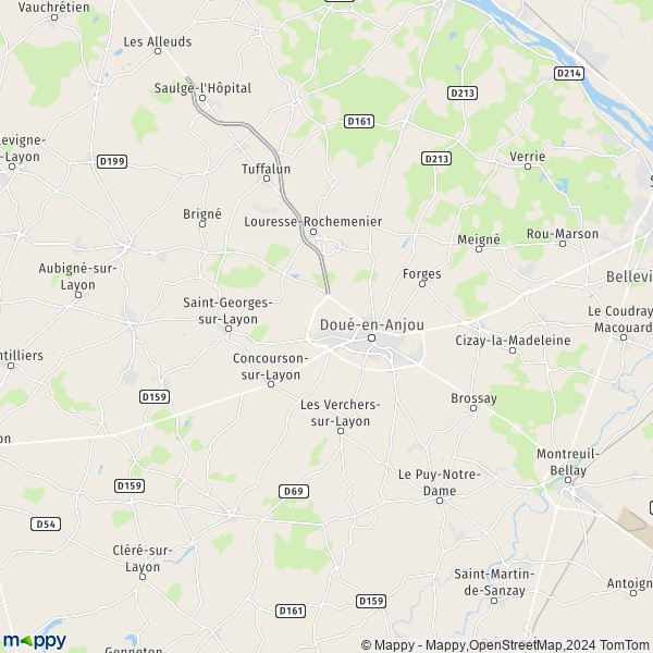 La carte pour la ville de Brigné, 49540-49700 Doué-en-Anjou