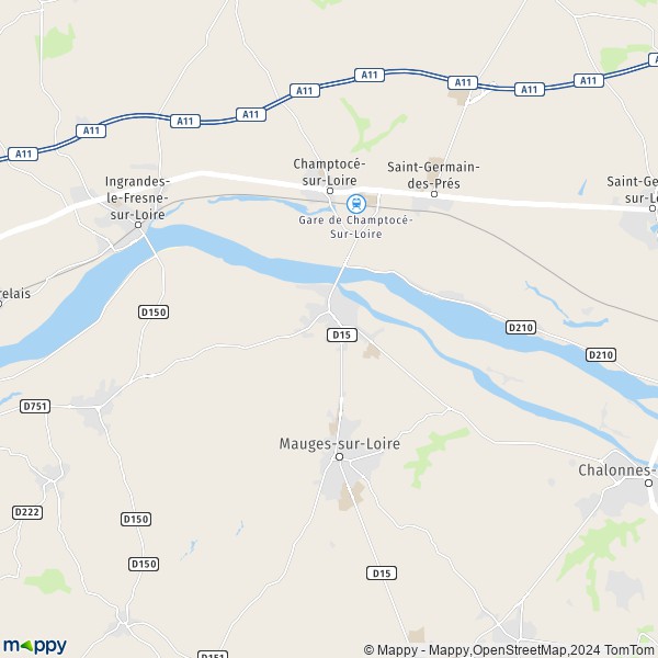 La carte pour la ville de Montjean-sur-Loire, 49570 Mauges-sur-Loire