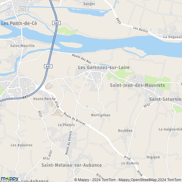 La carte pour la ville de Juigné-sur-Loire, 49610 Les Garennes-sur-Loire