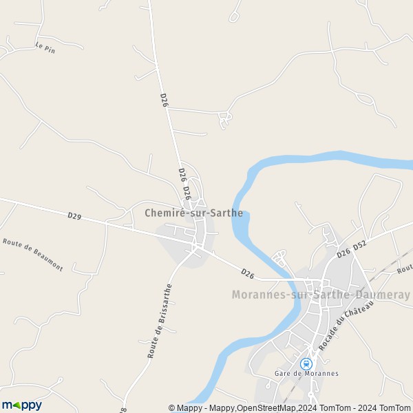 La carte pour la ville de Chemiré-sur-Sarthe, 49640 Morannes-sur-Sarthe-Daumeray