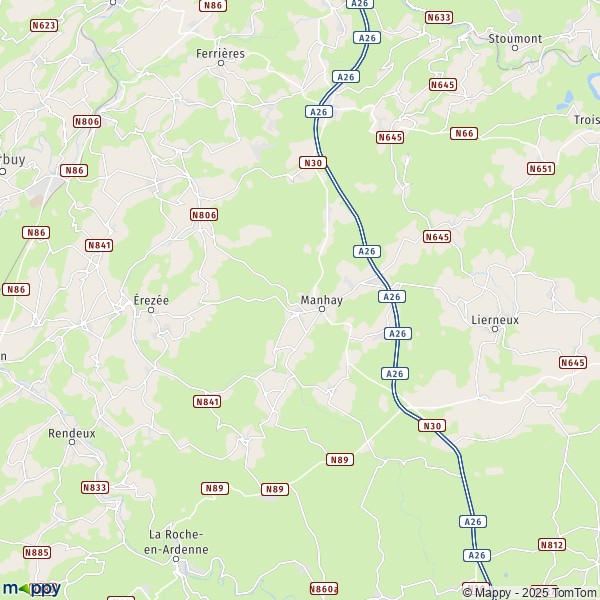 La carte pour la ville de 4987-6960 Manhay