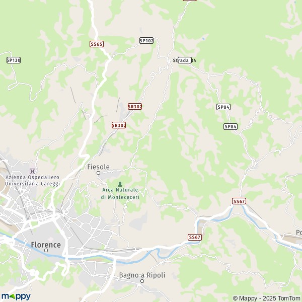 La carte pour la ville de Fiesole 50014-50061