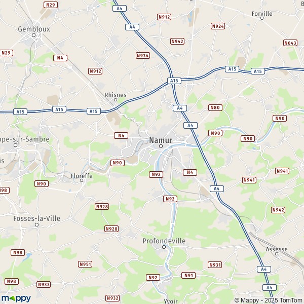 La carte pour la ville de Champion, 5004-5020 Namur