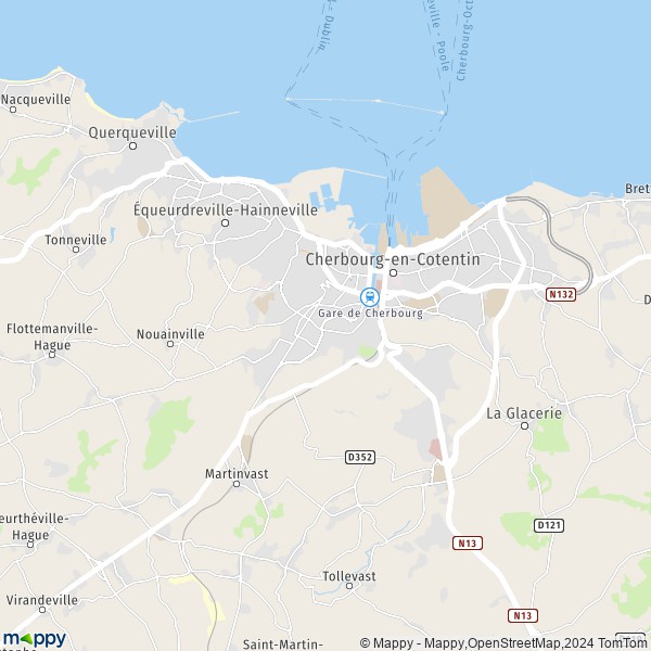 La carte pour la ville de Équeurdreville-Hainneville, 50120 Cherbourg-en-Cotentin