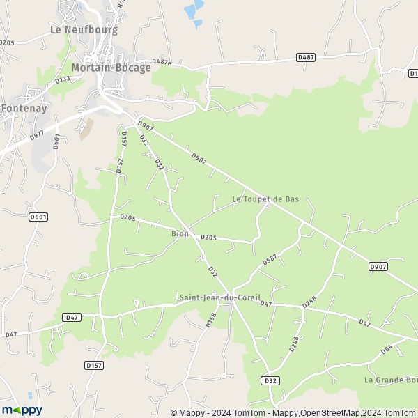 La carte pour la ville de Bion, 50140 Mortain-Bocage