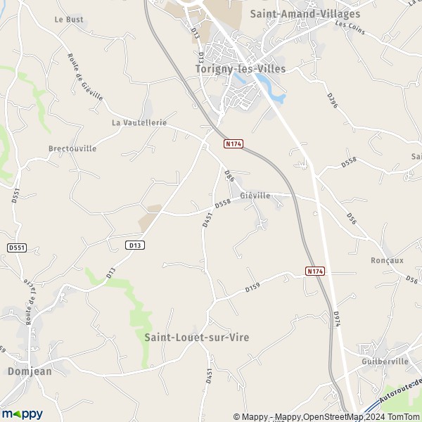 La carte pour la ville de Giéville, 50160 Torigny-les-Villes