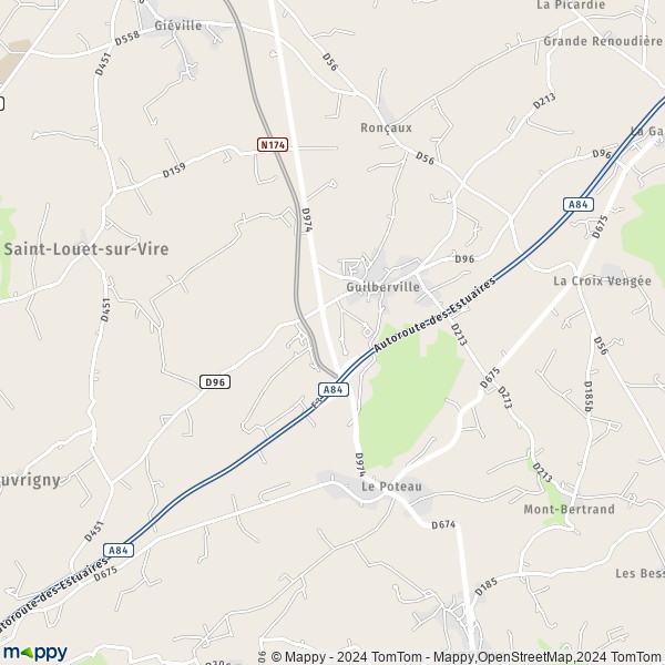 La carte pour la ville de Guilberville, 50160 Torigny-les-Villes