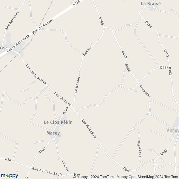 La carte pour la ville de Macey, 50170 Pontorson
