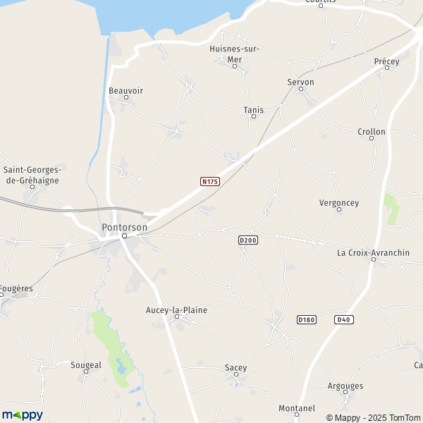 La carte pour la ville de Vessey, 50170 Pontorson