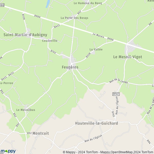 La carte pour la ville de Feugères 50190
