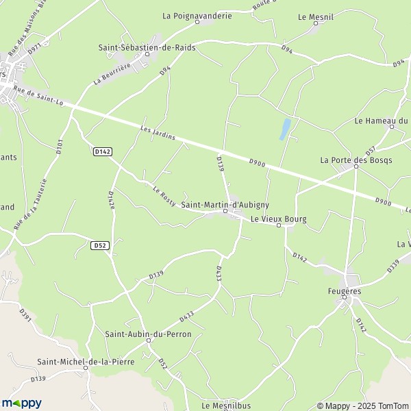 La carte pour la ville de Saint-Martin-d'Aubigny 50190