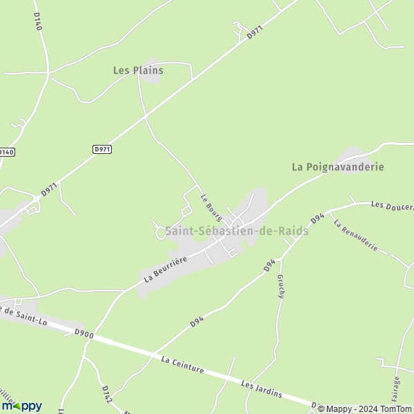 La carte pour la ville de Saint-Sébastien-de-Raids 50190