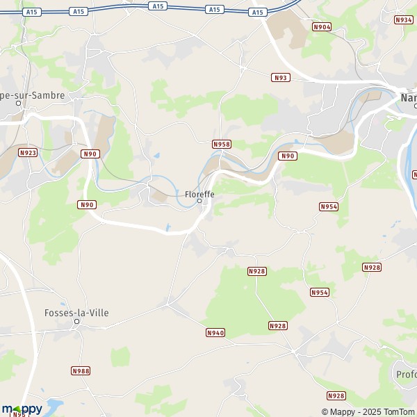 La carte pour la ville de 5020-5150 Floreffe