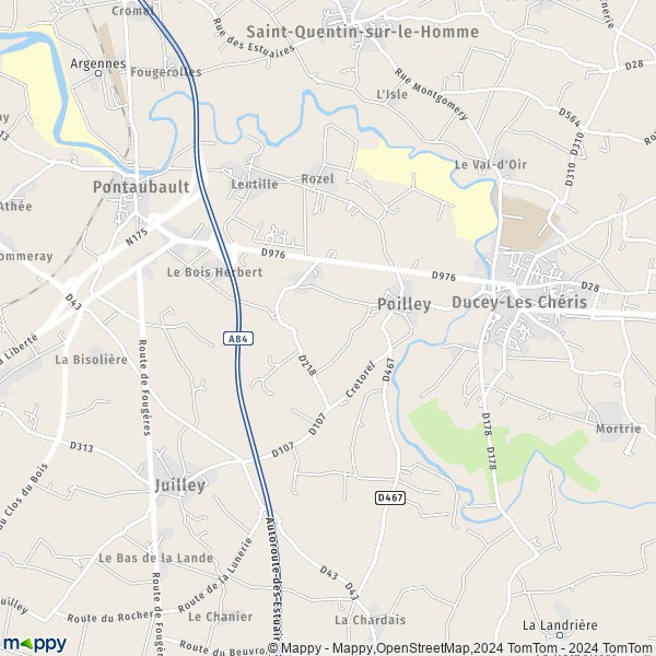 La carte pour la ville de Poilley 50220