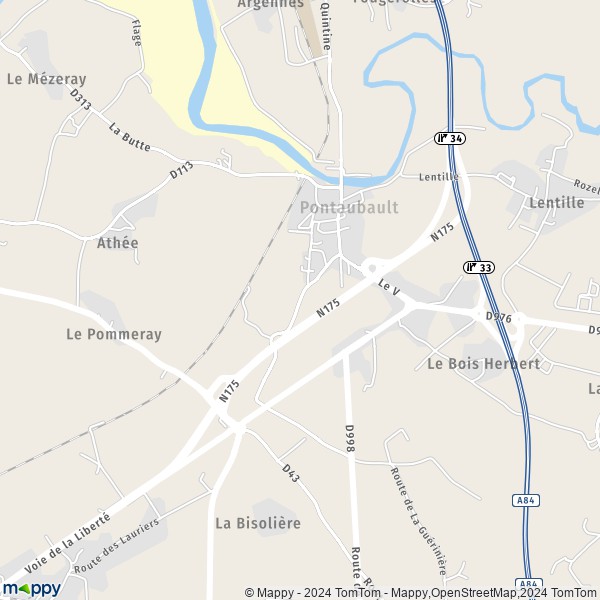 La carte pour la ville de Pontaubault 50220