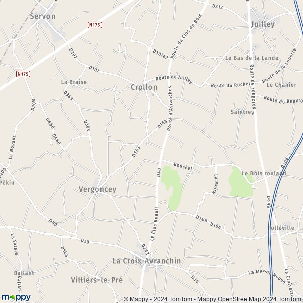 La carte pour la ville de Vergoncey, 50240 Saint-James