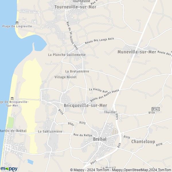 La carte pour la ville de Bricqueville-sur-Mer 50290