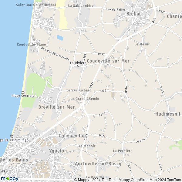 La carte pour la ville de Coudeville-sur-Mer 50290
