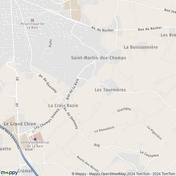 La carte pour la ville de Saint-Martin-des-Champs, 50300 Avranches