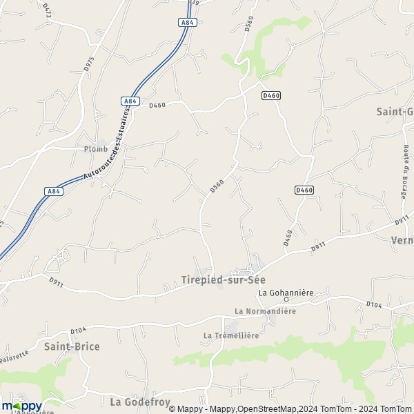 La carte pour la ville de Tirepied-sur-Sée 50300-50870