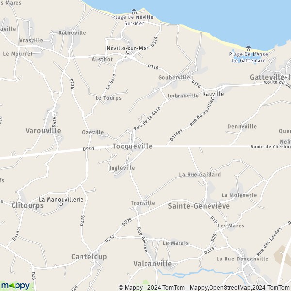 La carte pour la ville de Tocqueville 50330