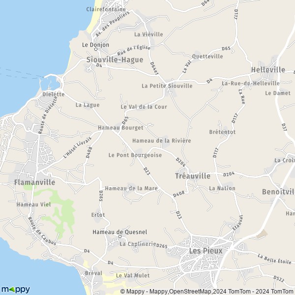 La carte pour la ville de Tréauville 50340