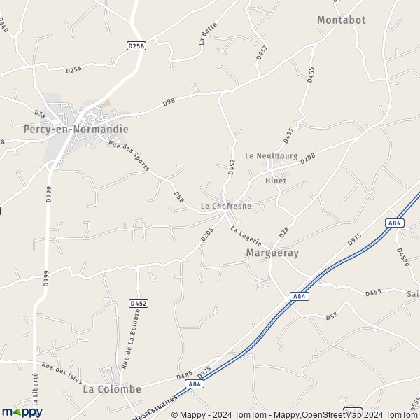 La carte pour la ville de Le Chefresne, 50410 Percy-en-Normandie