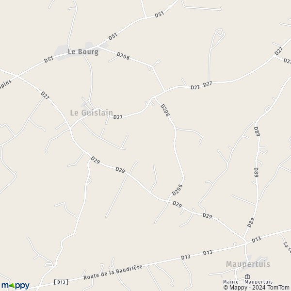 La carte pour la ville de Le Guislain 50410