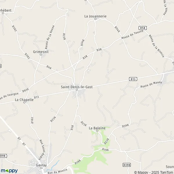 Plan SaintDenisleGast carte de SaintDenisleGast (50450) et