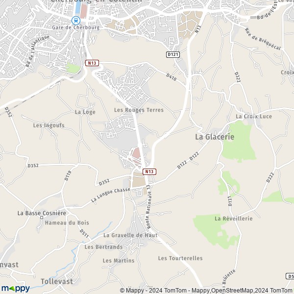 La carte pour la ville de La Glacerie, 50470 Cherbourg-en-Cotentin