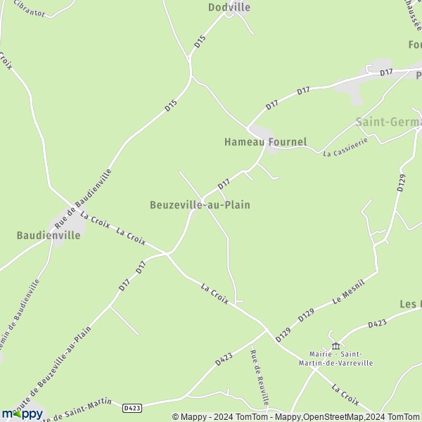 La carte pour la ville de Beuzeville-au-Plain, 50480 Sainte-Mère-Église