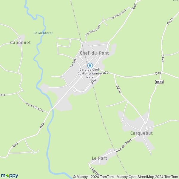 La carte pour la ville de Chef-du-Pont, 50480 Sainte-Mère-Église