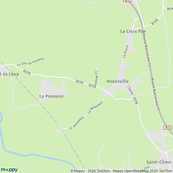 La carte pour la ville de Houesville, 50480 Carentan-les-Marais