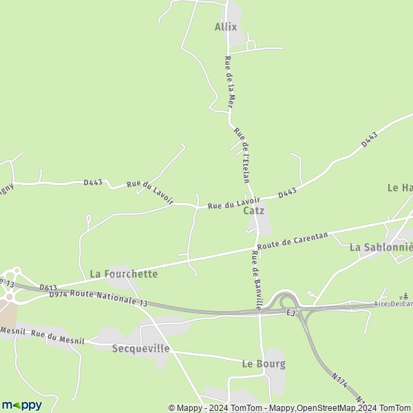 La carte pour la ville de Catz, 50500 Carentan-les-Marais